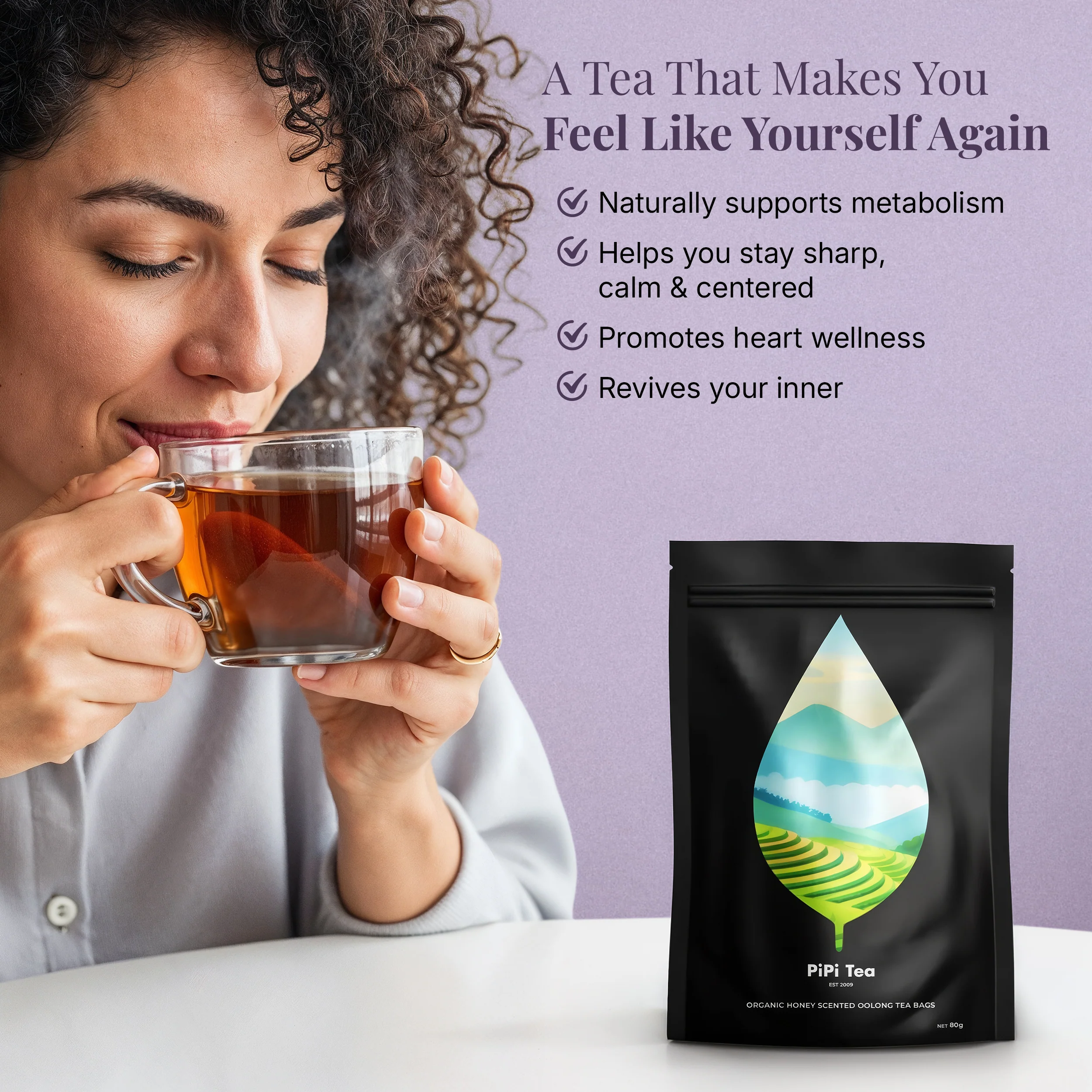 3x PiPi Tea Organic Tea Bags | Tea Leaves From Pu'er | Non GMO, Gluten Free, Naturally High Grown | Whole Loose-Leaf Tea Bags Beverage - Image 5