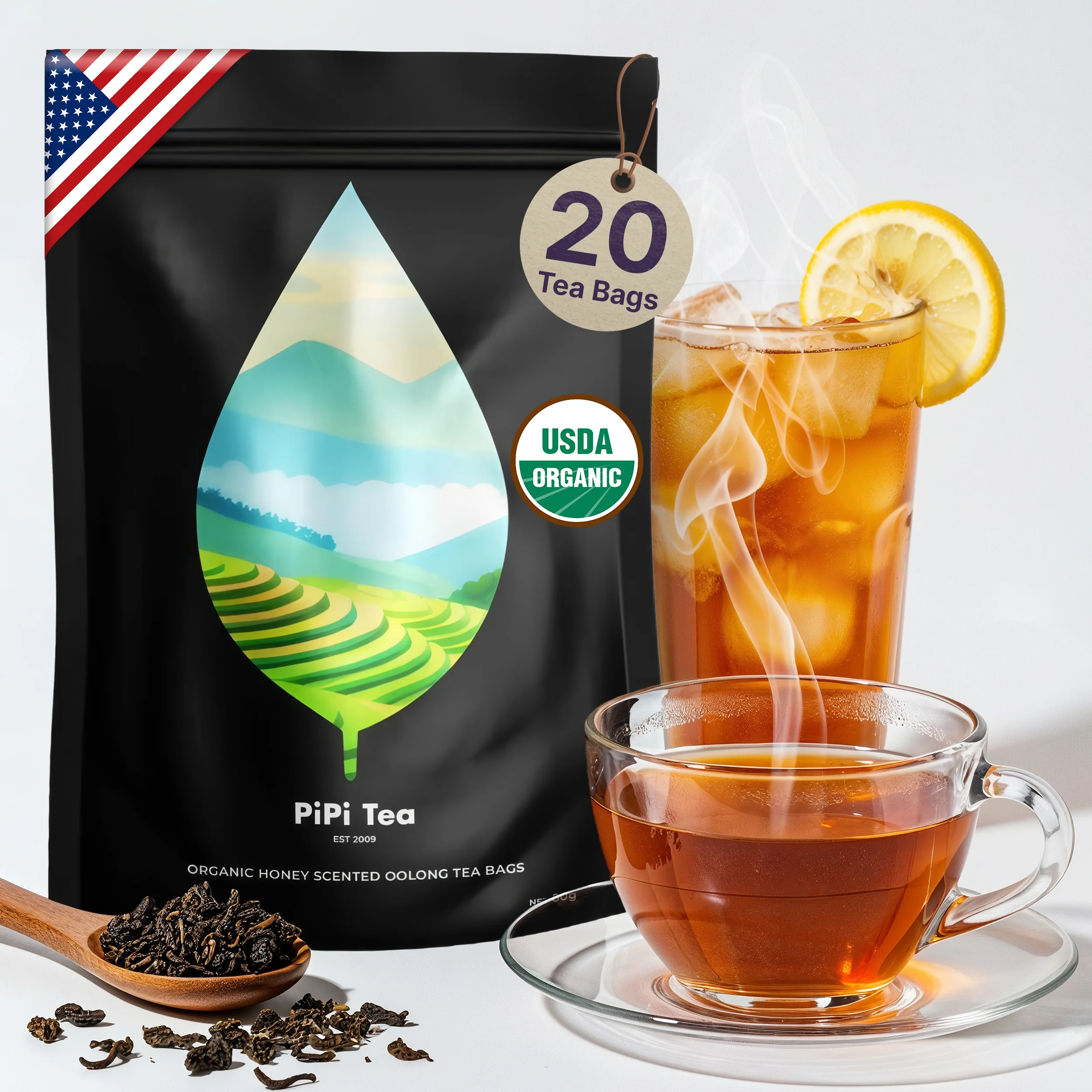 3x PiPi Tea Organic Tea Bags | Tea Leaves From Pu'er | Non GMO, Gluten Free, Naturally High Grown | Whole Loose-Leaf Tea Bags Beverage - Image 8